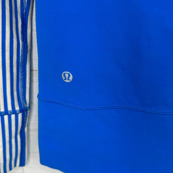 Lululemon Daily Yoga Jacket in Beaming Blue Polar Cream Striped Jacket Size 2 - Picture 4 of 9
